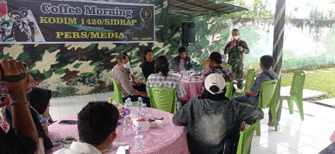 
 Jalin Silaturahmi, Dandim 1420 Coffe Morning Bersama Awak Media Sidrap