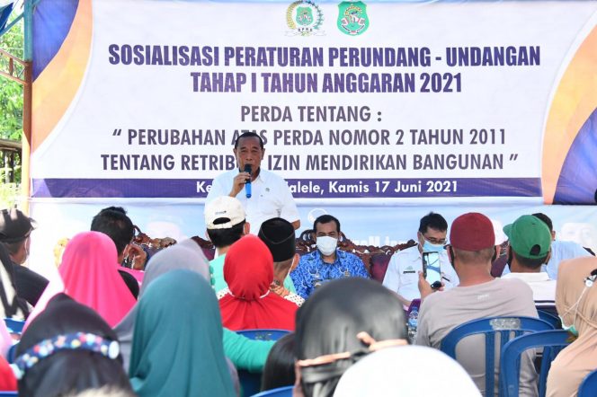 
 Ketua DPRD Sidrap, H Ruslan saat sosialiasi Perda di Pajalele, Kamis (17/6/2021)