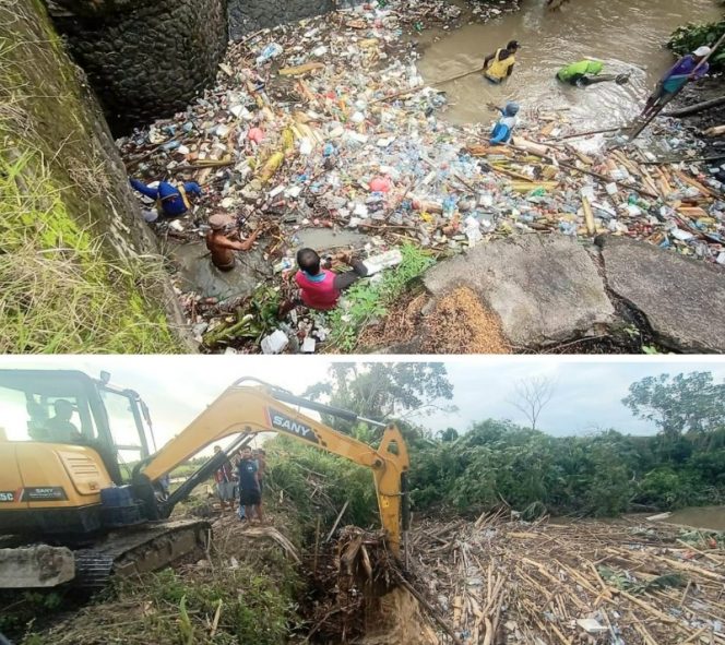 
 Warga Duampanua bergotong royong membersihkan sampah, Rabu (1/9/2021)