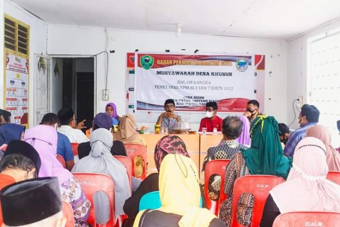 
 Musdessus Penetapan Keluarga Penerima Manfaat (KPM) Bantuan Langsung Tunai Dana Desa Tahun 2022, yang digelar di Desa Siddo, Barru.
