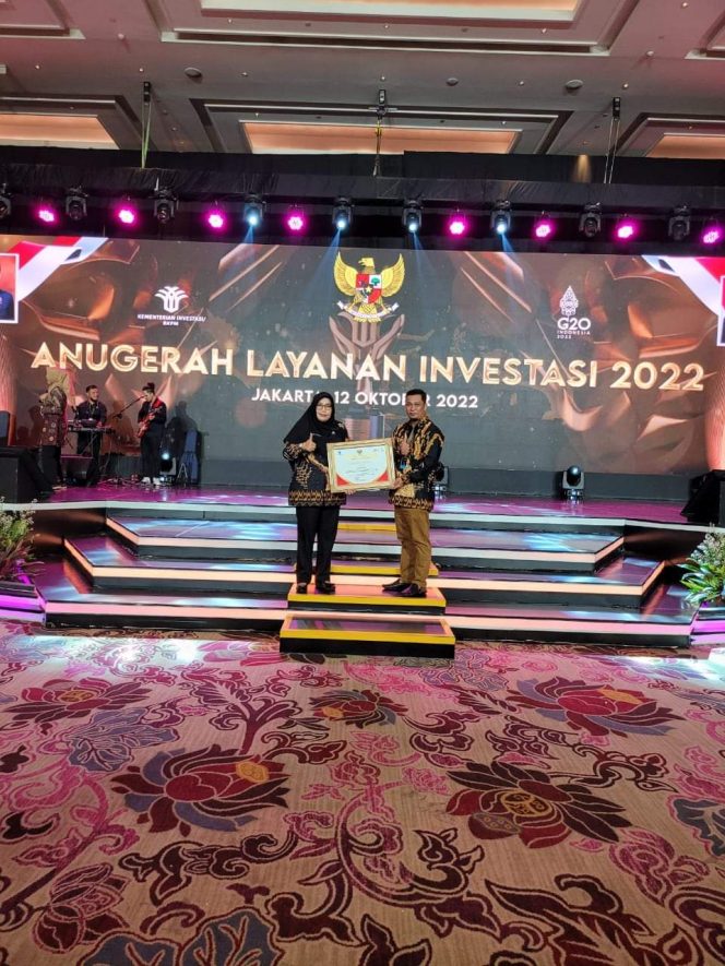 
 Dihadiri Wakil Presiden Republik Indonesia KH.Ma’ruf Amin, Kementerian Investasi / Badan Koordinasi Penanaman Modal menggelar Anugerah Layanan Investasi tahun 2022, Rabu (12/10/2022).