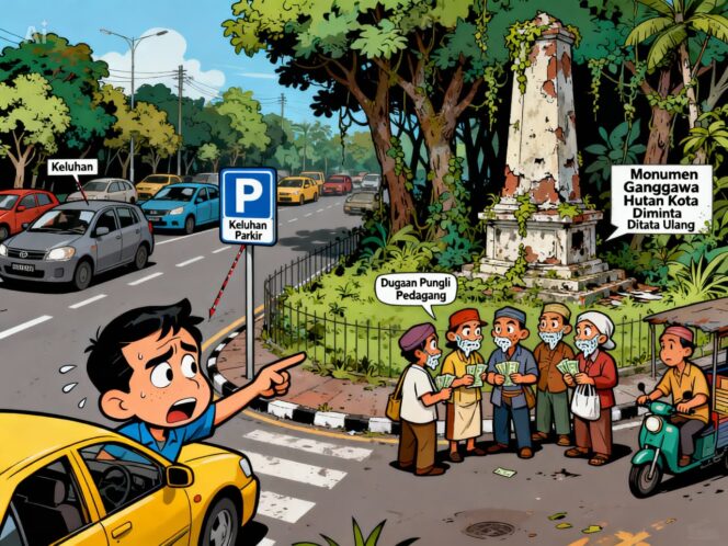 
 Parkir dan Iuran masih Semrawut, Kawasan Monumen Ganggawa Perlu Ditata Ulang